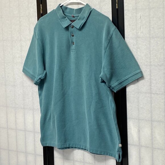 Red Macaw Trading Short Sleeve Rib Knit 3 Button Midweight Polo Shirt Green L - Picture 4 of 12